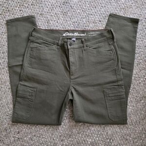 EDDIE BAUER Women's Olive Green Skinny Cargo Pants Sz 12